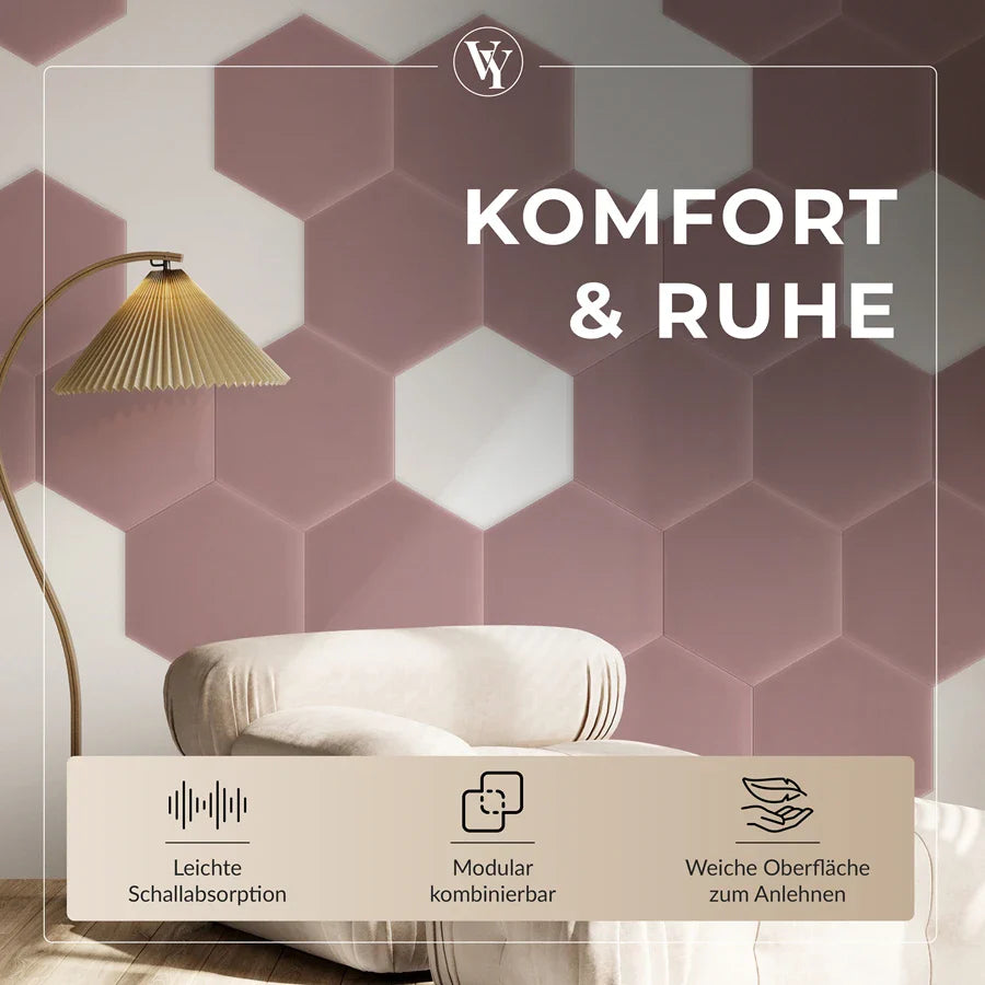 Wandkissen Hexagon | Rosa M08 Samt