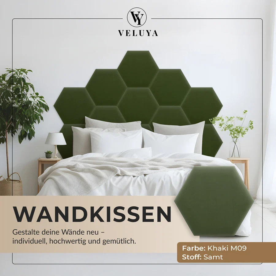 Wandkissen Hexagon | Khaki M09 Samt