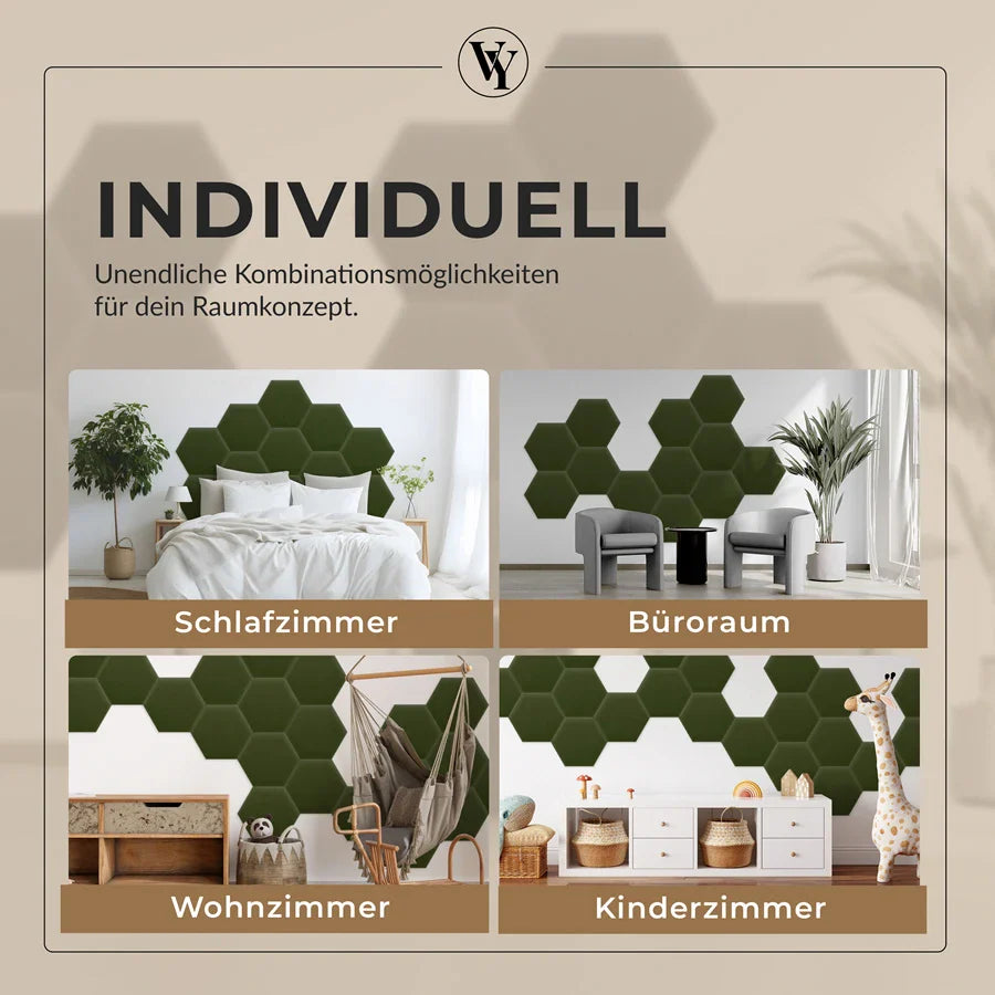 Wandkissen Hexagon | Khaki M09 Samt