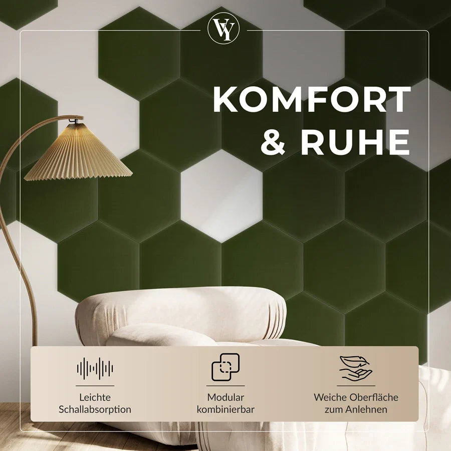 Wandkissen Hexagon | Khaki M09 Samt