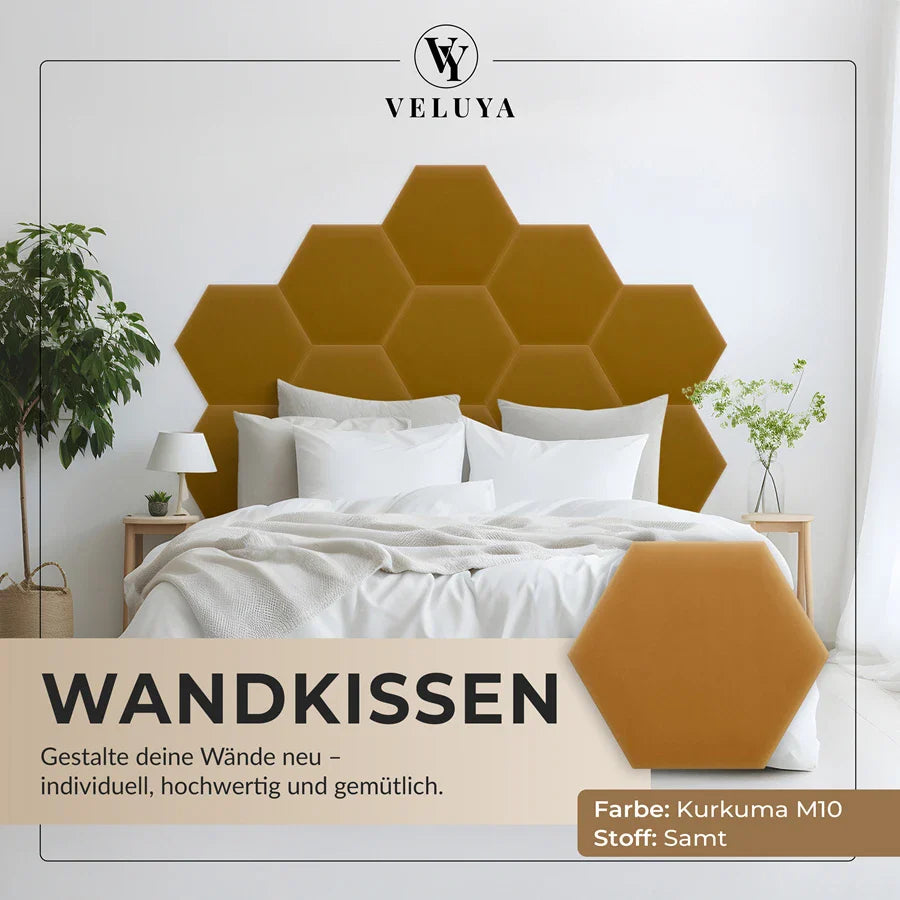 Wandkissen Hexagon | Kurkuma M10 Samt