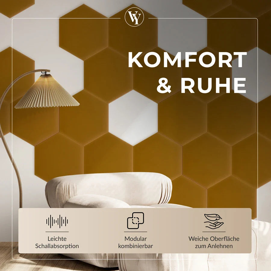 Wandkissen Hexagon | Kurkuma M10 Samt