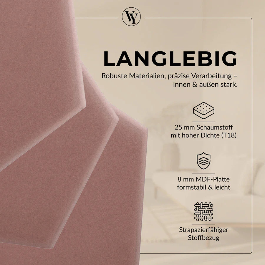 Wandkissen Hexagon | Altrosa M12 Samt