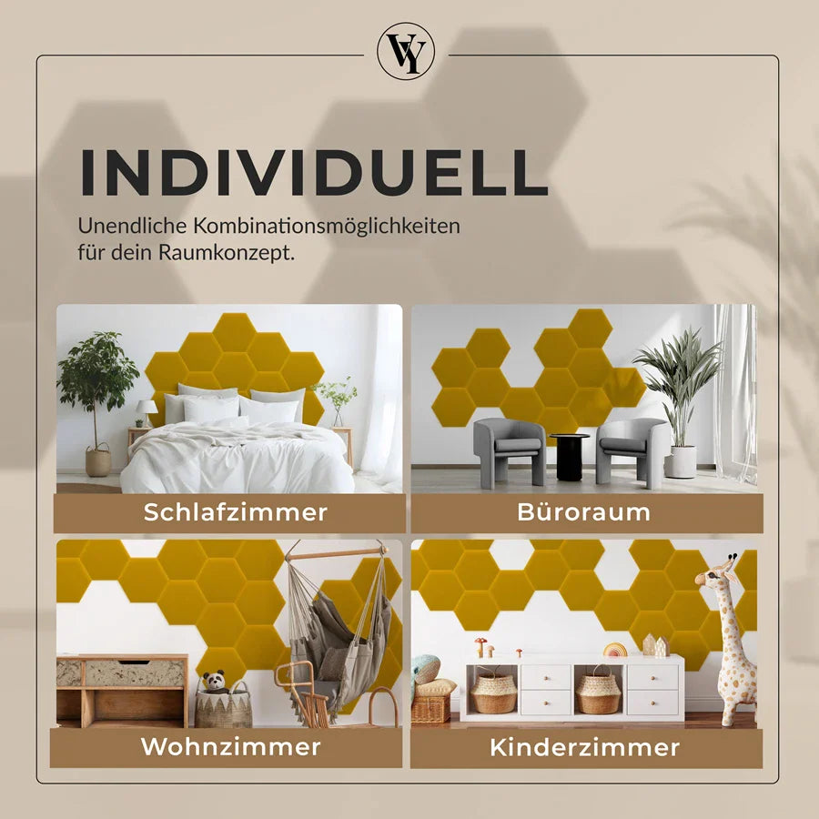 Wandkissen Hexagon | Gelb M13 Samt