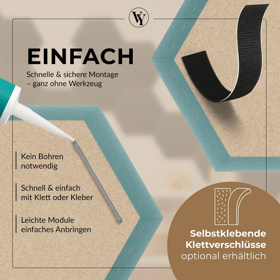 Wandkissen Hexagon | Azurblau M14 Samt