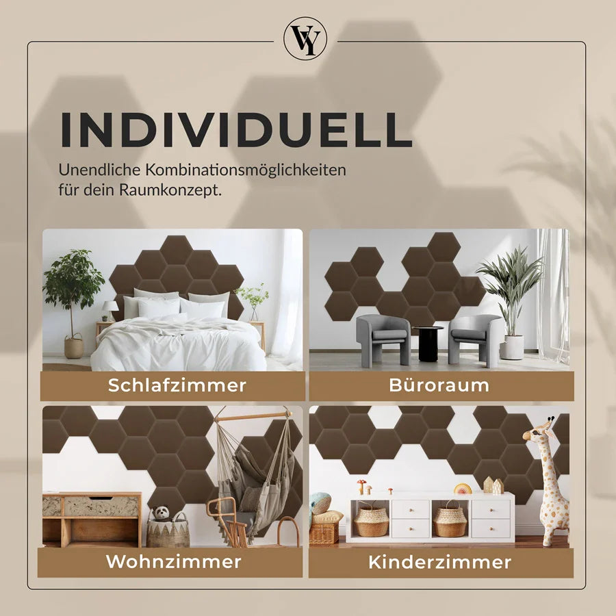 Wandkissen Hexagon | Blassbraun M15 Samt