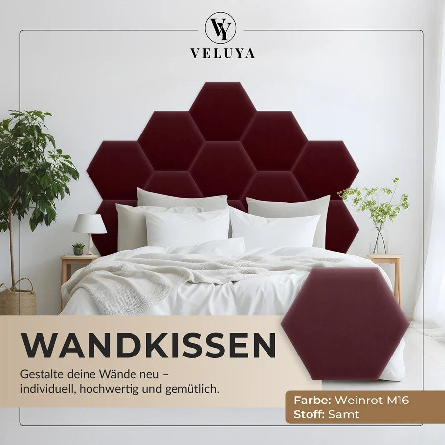 Wandkissen Hexagon | Weinrot M16 Samt