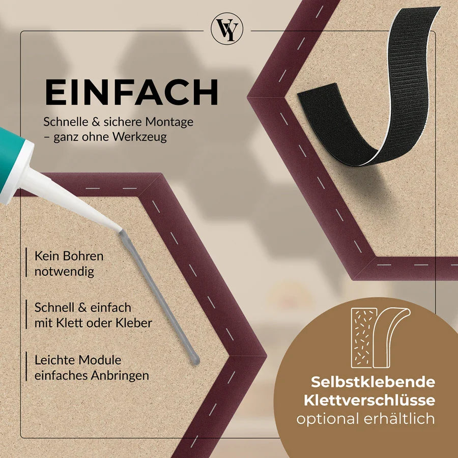 Wandkissen Hexagon | Weinrot M16 Samt