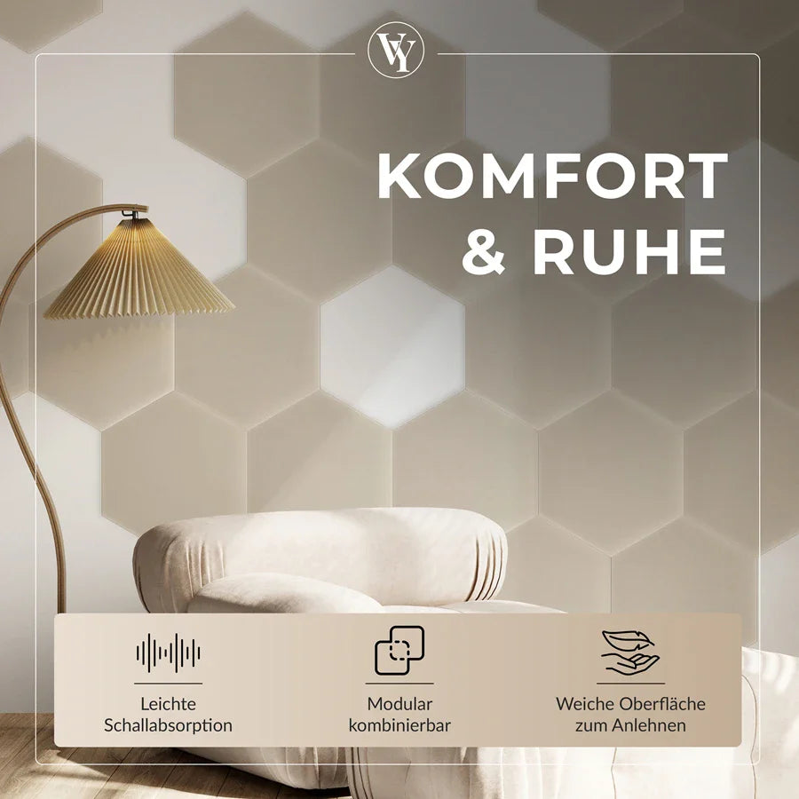 Wandkissen Hexagon | Ecru M18 Samt