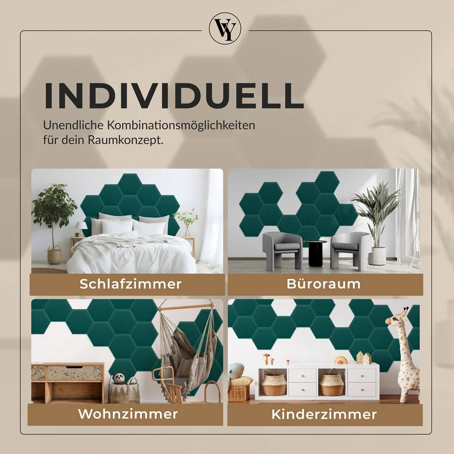 Wandkissen Hexagon | Türkis M19 Samt