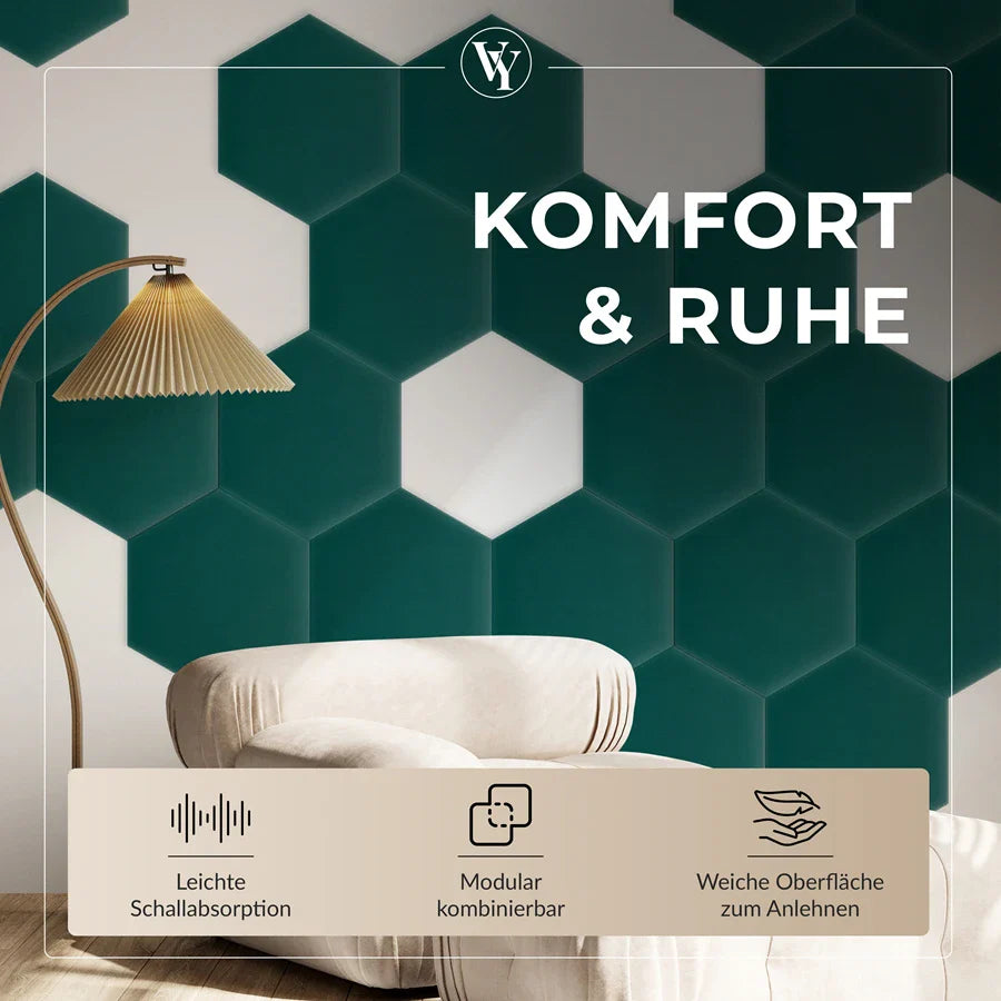 Wandkissen Hexagon | Türkis M19 Samt