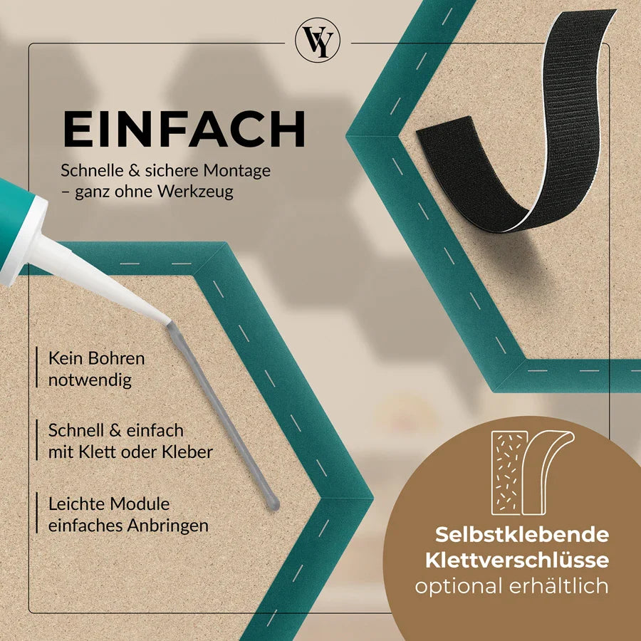 Wandkissen Hexagon | Türkis M19 Samt