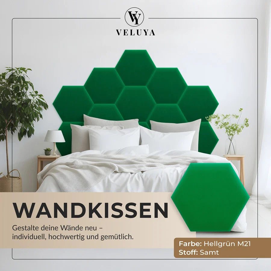 Wandkissen Hexagon | Hellgrün M21 Samt