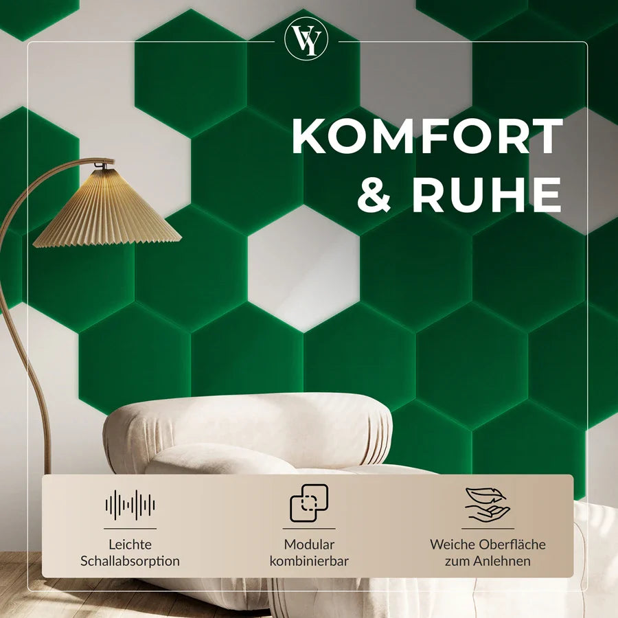 Wandkissen Hexagon | Hellgrün M21 Samt