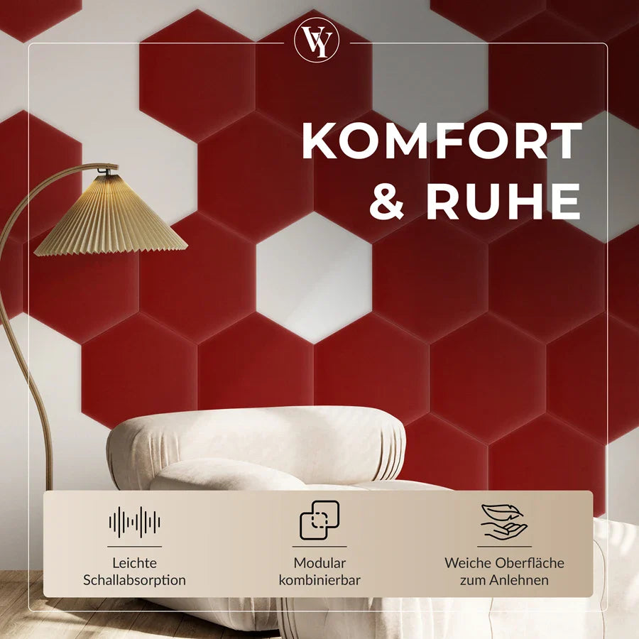 Wandkissen Hexagon | Orientrot M23 Samt