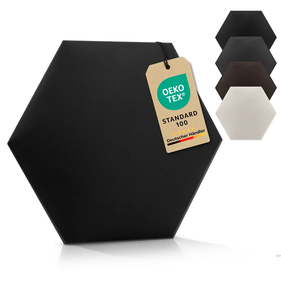 Wandkissen Hexagon | Schwarz S01 Öko-Leder