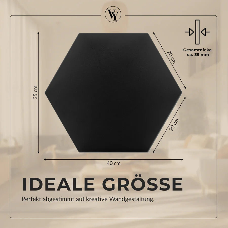 Wandkissen Hexagon | Schwarz S01 Öko-Leder