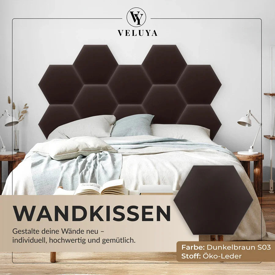 Wandkissen Hexagon | Dunkelbraun S03 Öko-Leder