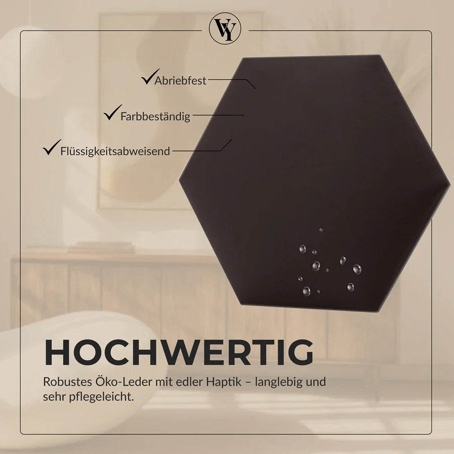 Wandkissen Hexagon | Dunkelbraun S03 Öko-Leder