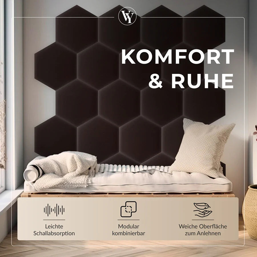 Wandkissen Hexagon | Dunkelbraun S03 Öko-Leder