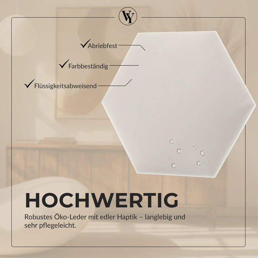 Wandkissen Hexagon | Ecru S04 Öko-Leder