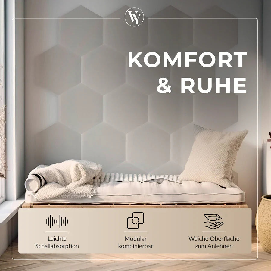 Wandkissen Hexagon | Ecru S04 Öko-Leder