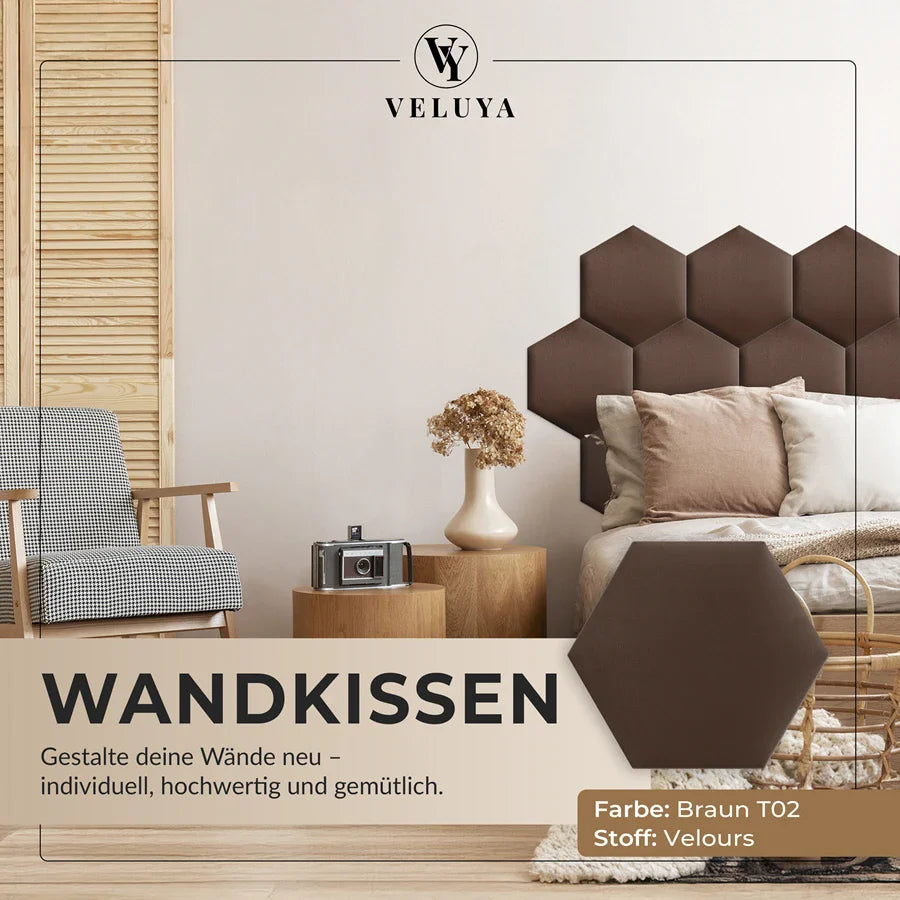 Wandkissen Hexagon | Braun T02 Velours
