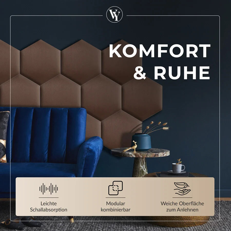 Wandkissen Hexagon | Braun T02 Velours