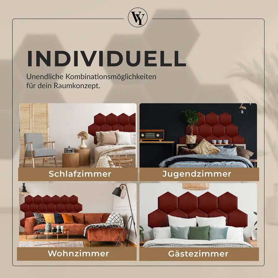 Wandkissen Hexagon | Bordeaux T03 Velours