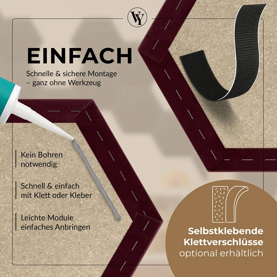 Wandkissen Hexagon | Bordeaux T03 Velours