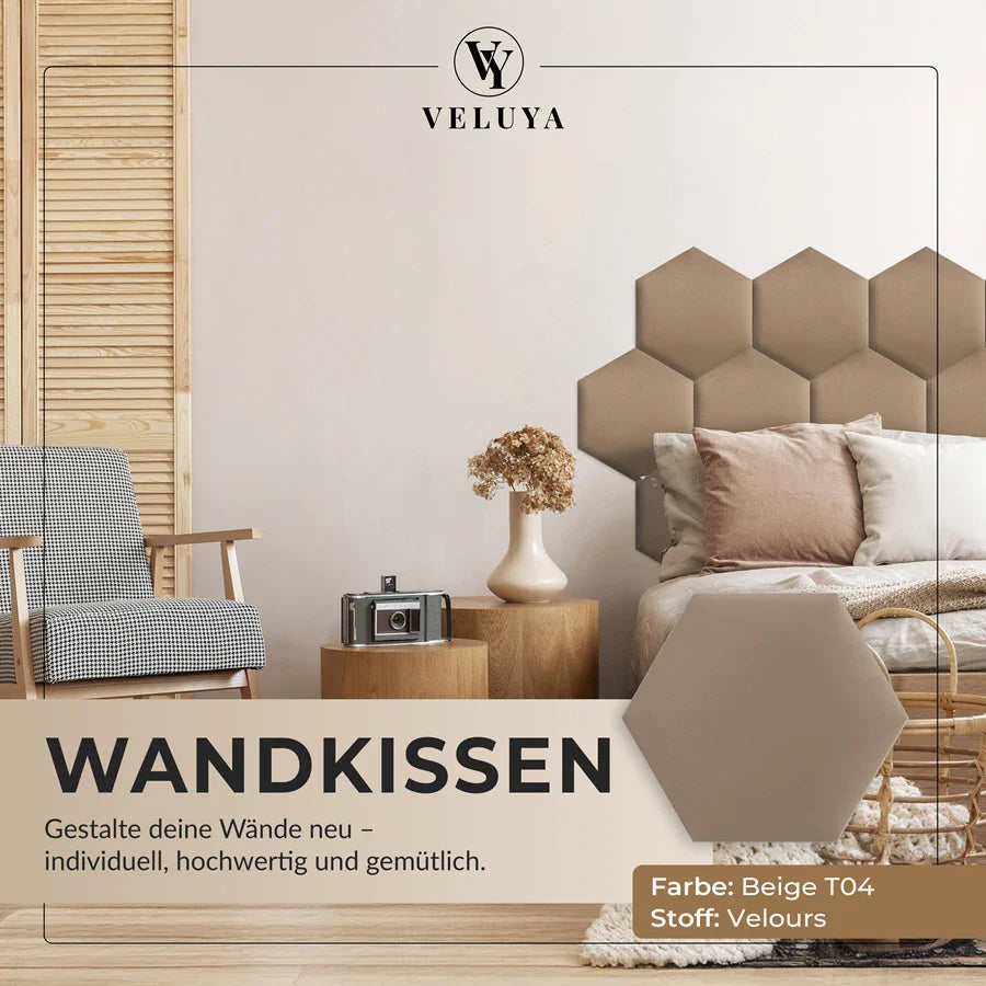 Wandkissen Hexagon | Beige T04 Velours