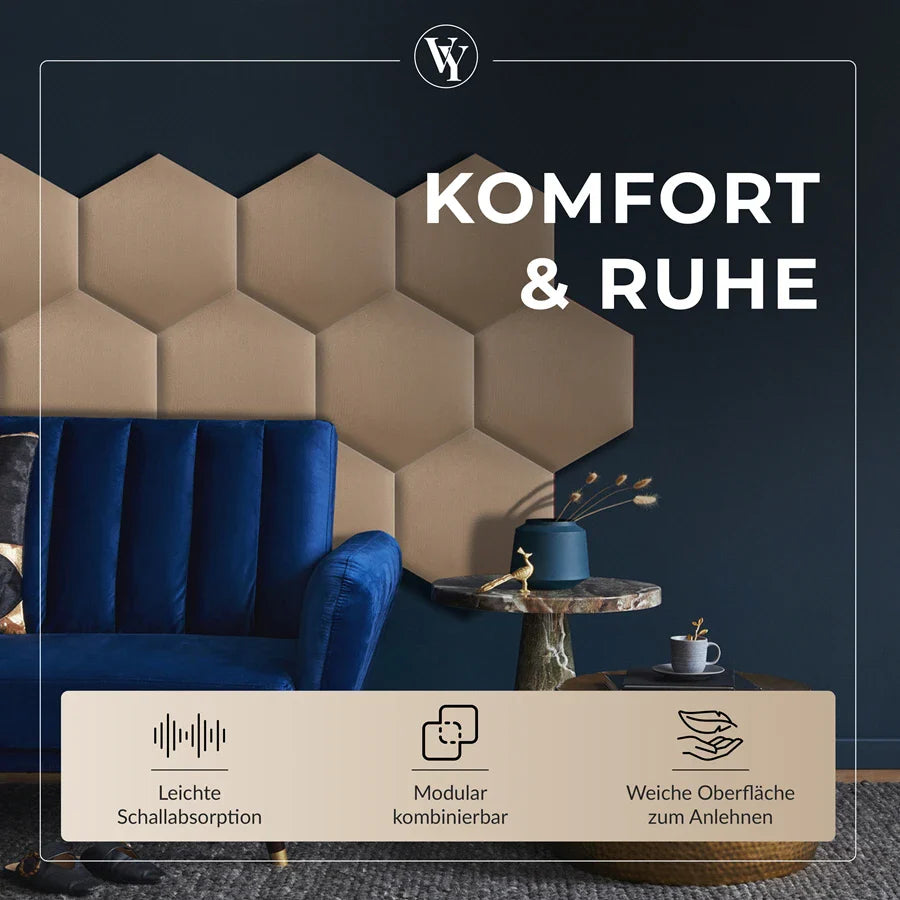 Wandkissen Hexagon | Beige T04 Velours