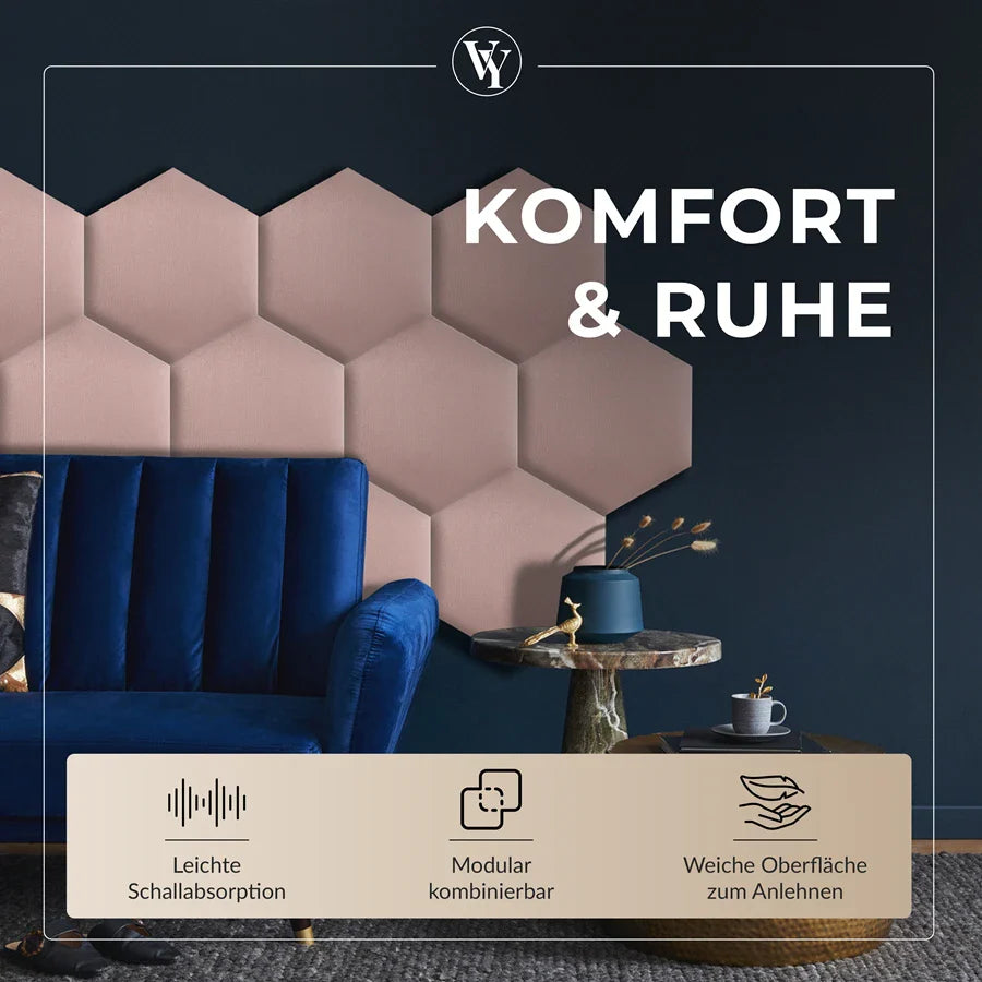 Wandkissen Hexagon | Rosa T05 Velours