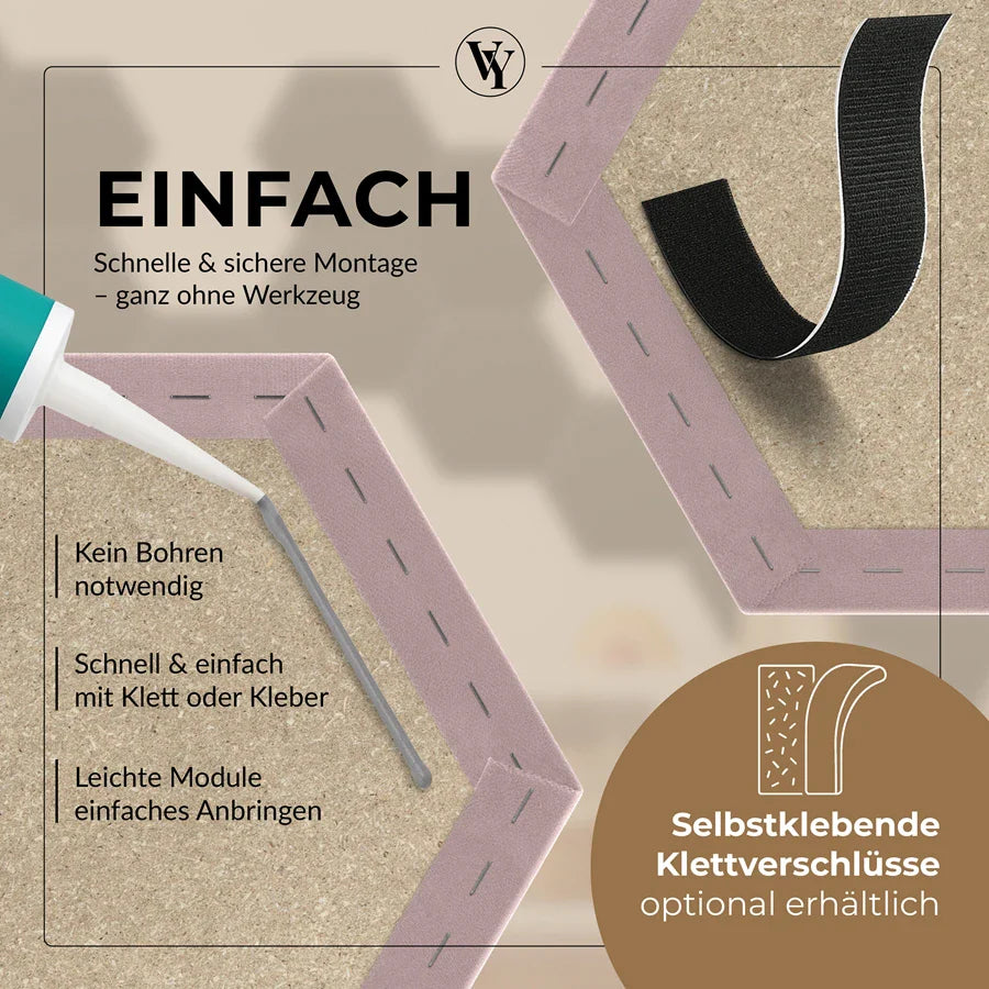 Wandkissen Hexagon | Rosa T05 Velours