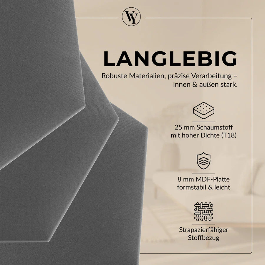 Wandkissen Hexagon | Hellgrau T06 Velours