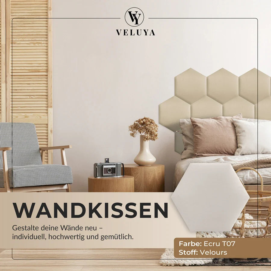 Wandkissen Hexagon | Ecru T07 Velours