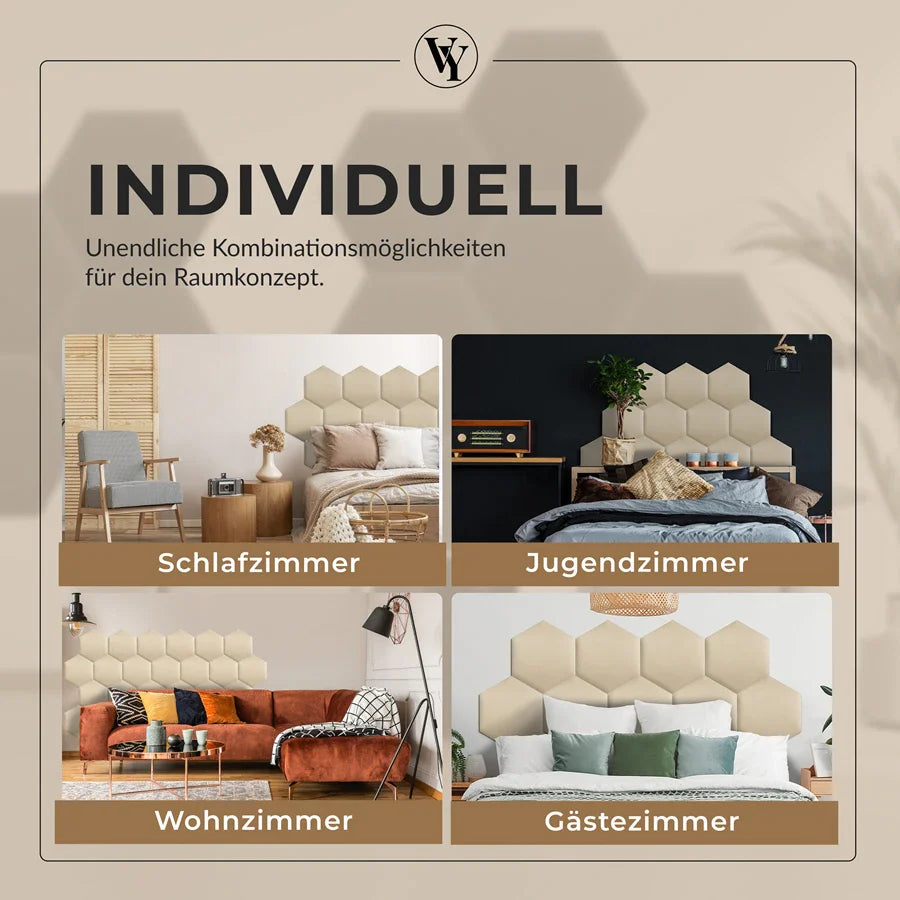 Wandkissen Hexagon | Ecru T07 Velours