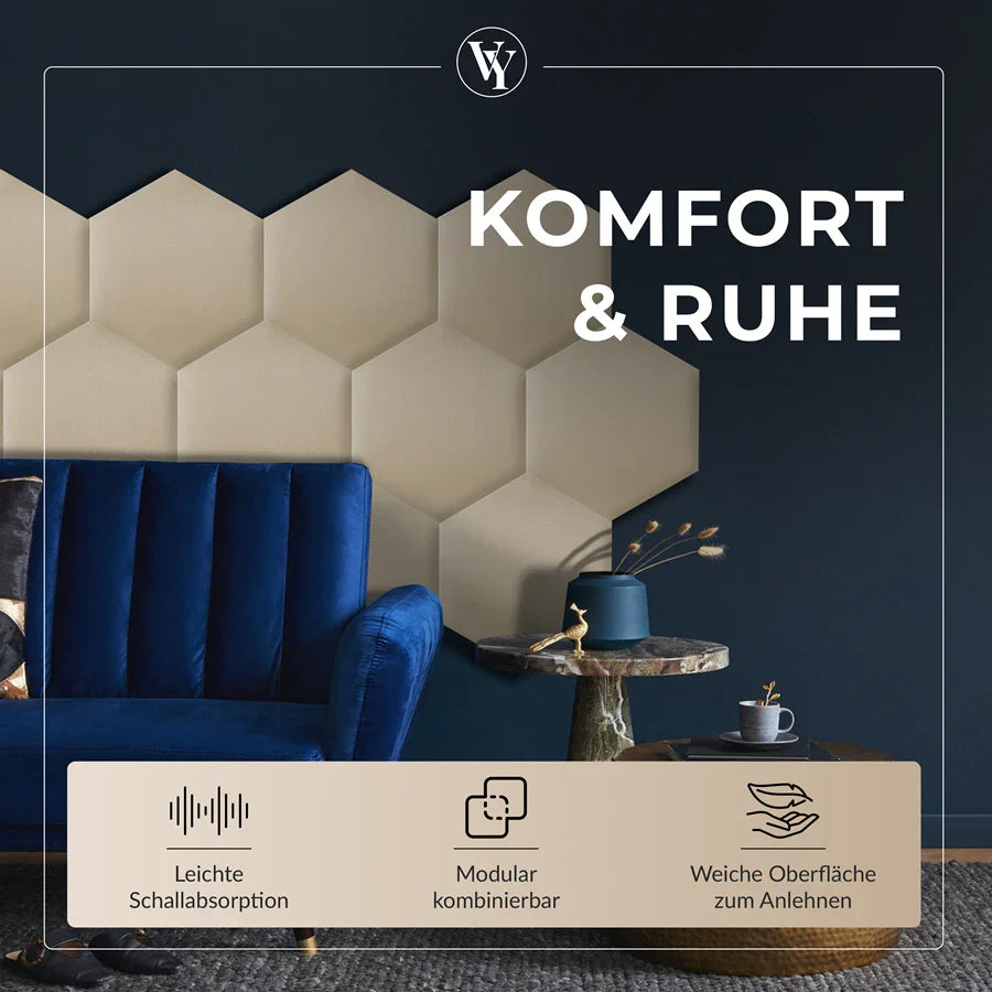 Wandkissen Hexagon | Ecru T07 Velours