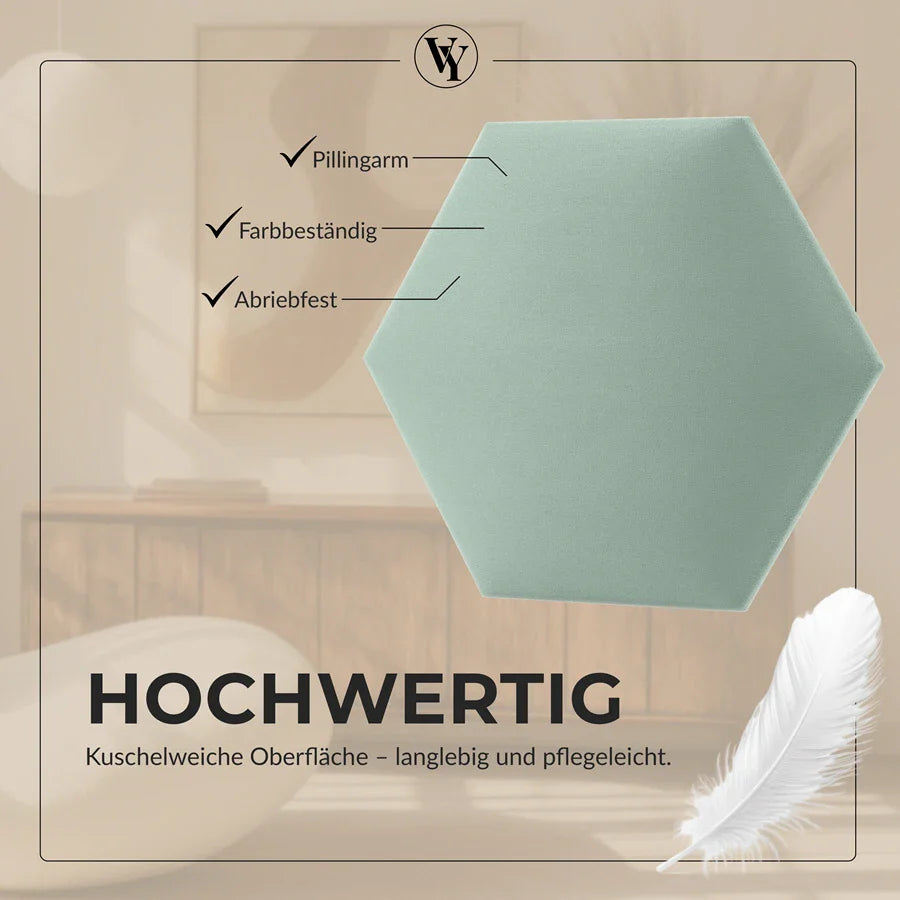 Wandkissen Hexagon | Mintgrün T08 Velours