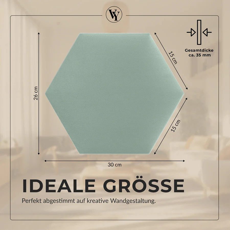 Wandkissen Hexagon | Mintgrün T08 Velours