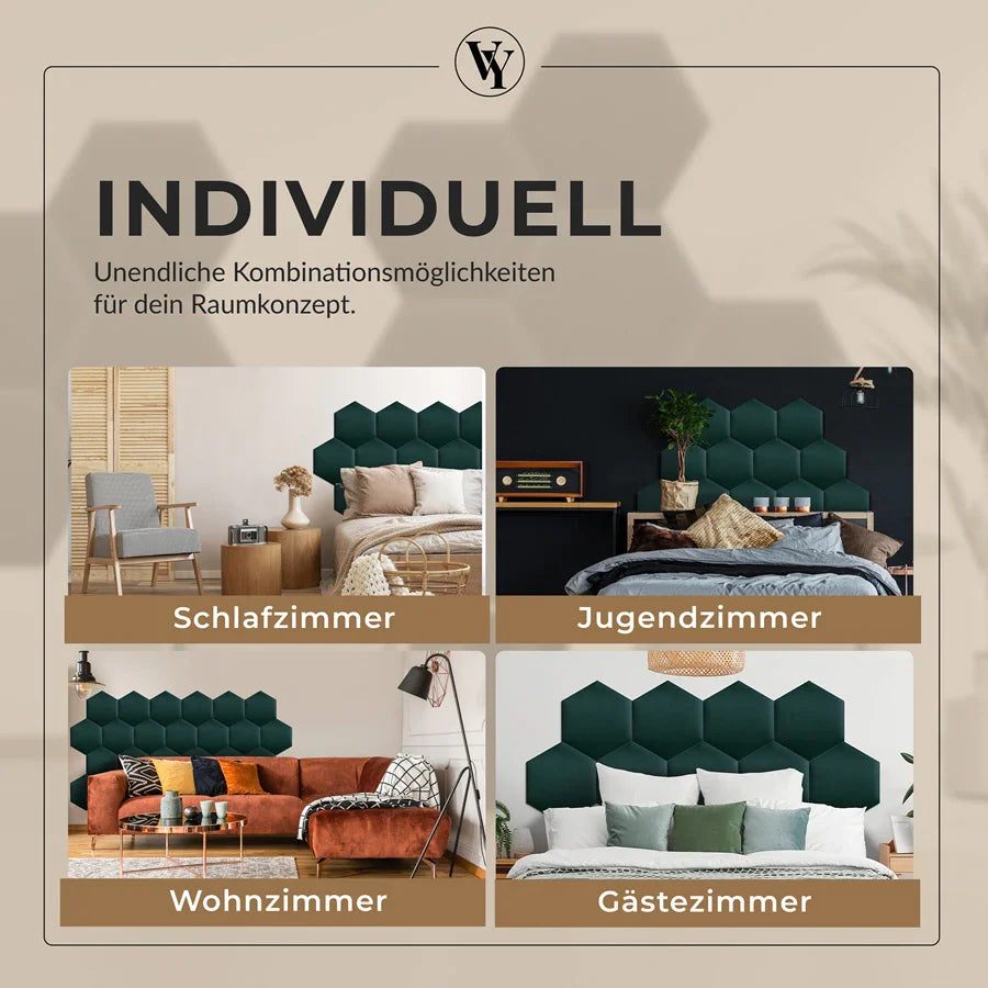 Wandkissen Hexagon | Türkis T09 Velours