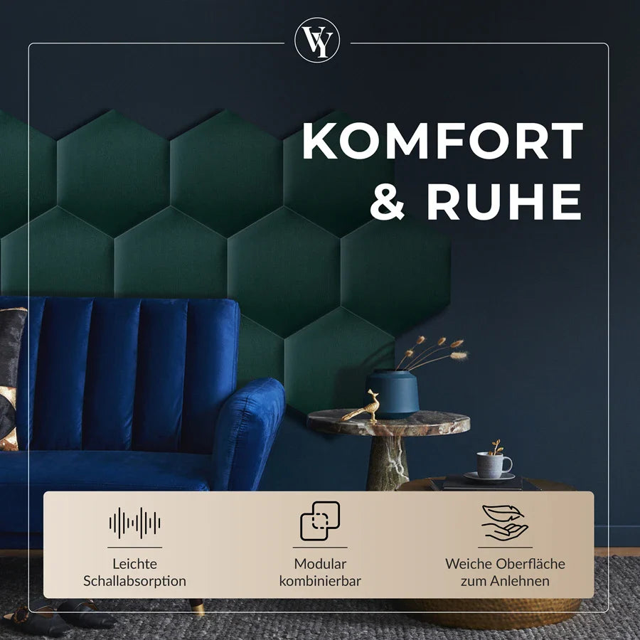 Wandkissen Hexagon | Türkis T09 Velours