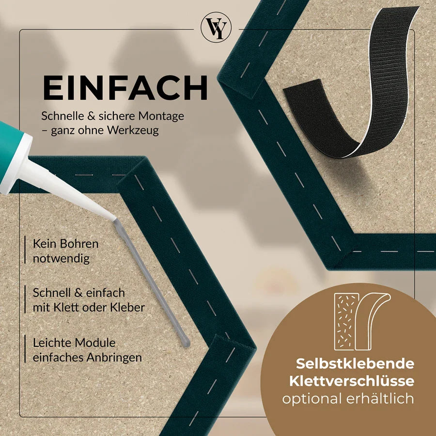 Wandkissen Hexagon | Türkis T09 Velours