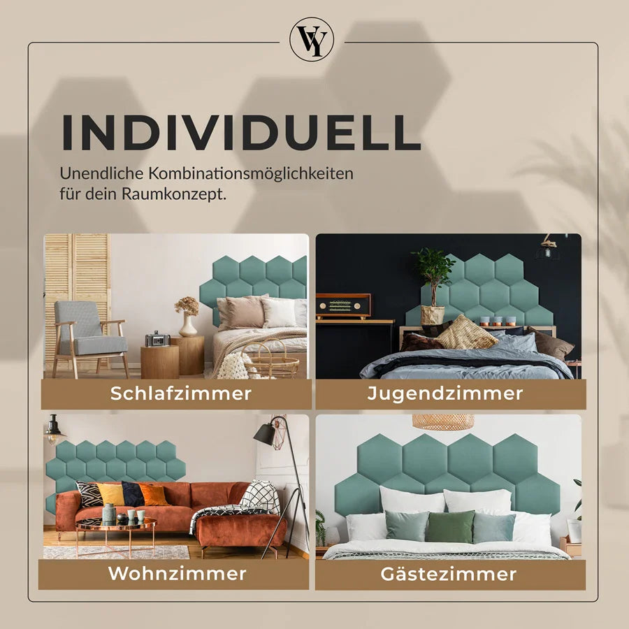 Wandkissen Hexagon | Petrolblau T13 Velours