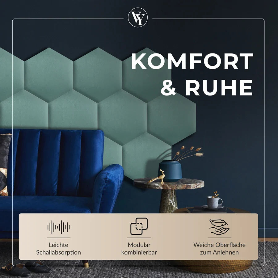 Wandkissen Hexagon | Petrolblau T13 Velours