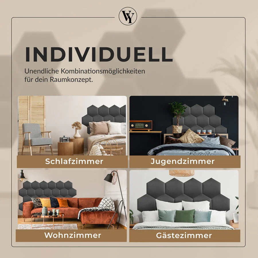 Wandkissen Hexagon | Anthrazit T15 Velours