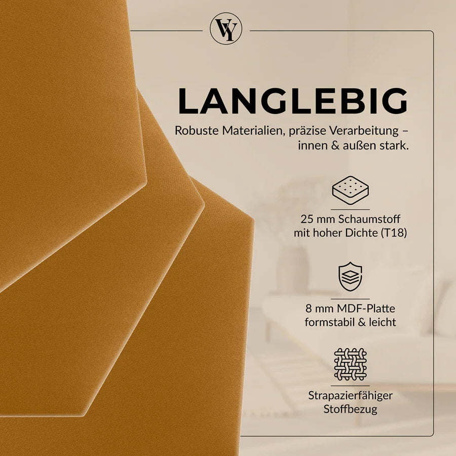 Wandkissen Hexagon | Ockergelb T18 Velours