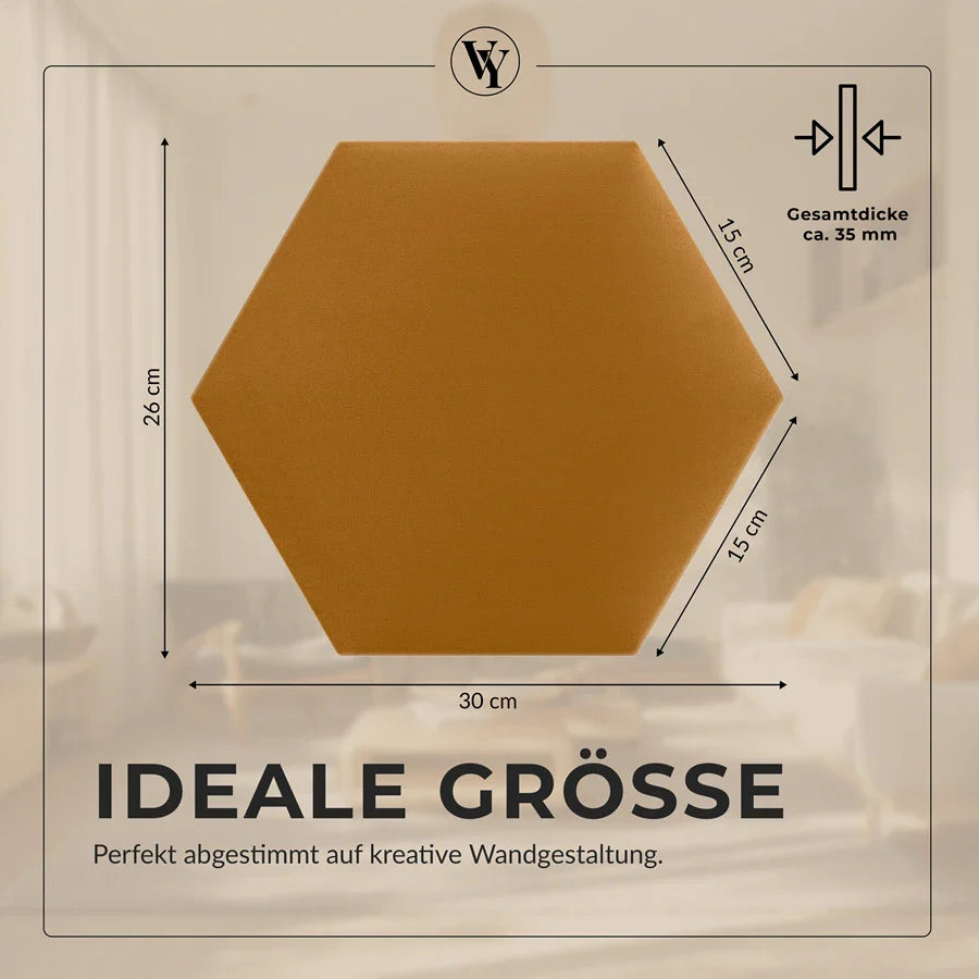 Wandkissen Hexagon | Ockergelb T18 Velours