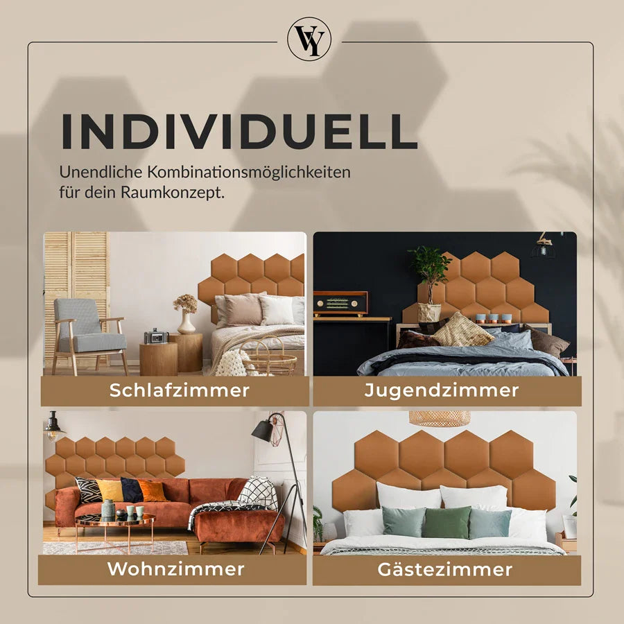 Wandkissen Hexagon | Ockerbraun T26 Velours