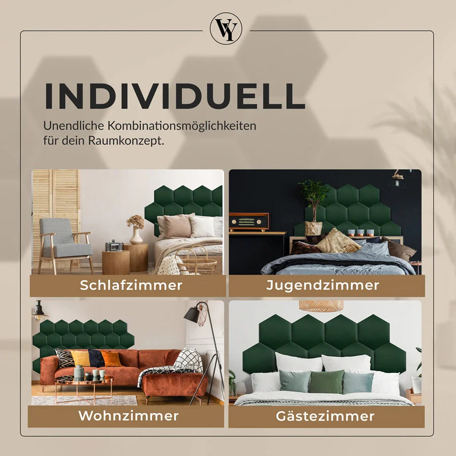 Wandkissen Hexagon | Dunkelgrün T28 Velours